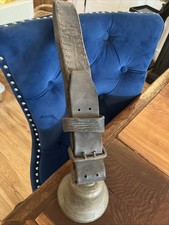 Antique Cow Bell Brass/Bronze with Leather Strap & Buckle Loud