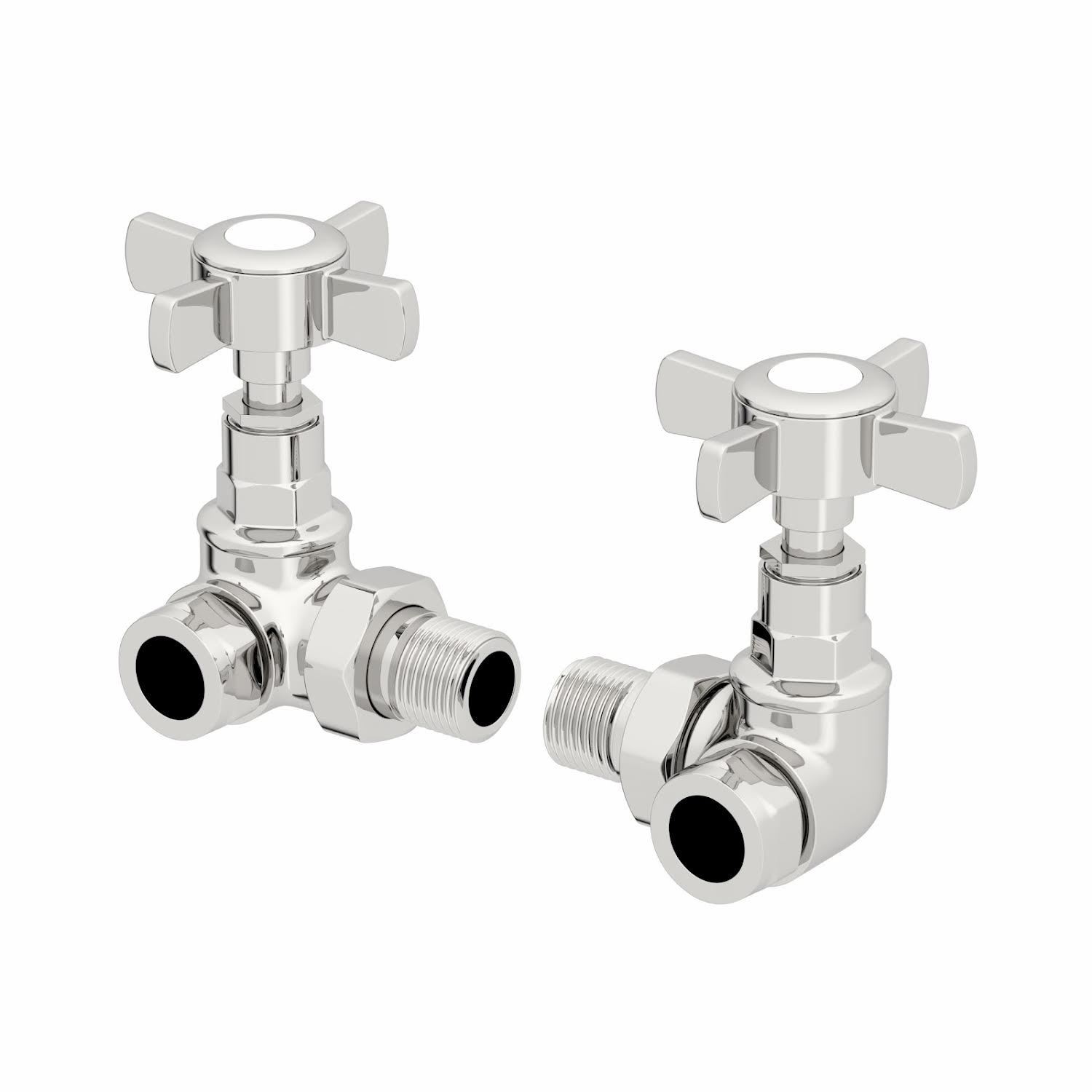 RadiLux Corner Cross Head Chrome Radiator Valves - 15mm