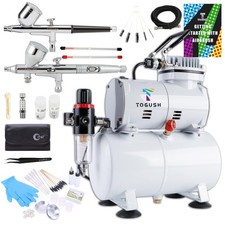 Airbrush Kit with Compressor and Tank, Dual Action Airbrush Set