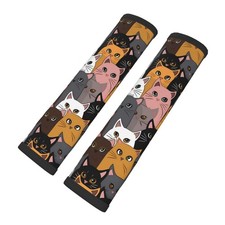 Auto Seat Belt Pads Colorful Cats Kitten Animals Air Permeability Shoulder St...