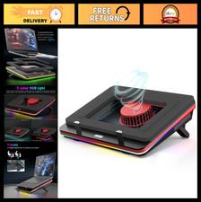 Powerful RGB Laptop Cooling Pad - 5000 RPM Turbo Fan, Variable Speed, Dust Filte
