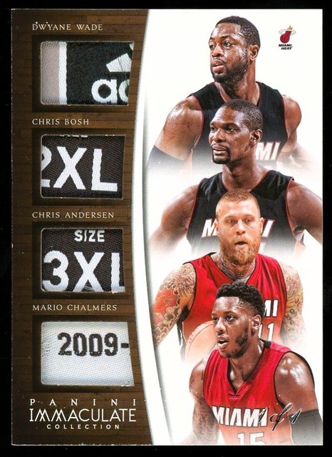 2014 Immaculate Quad Tag Logo Patch 1/1 Dwyane Wade Chris Bosh Andersen Chalmers