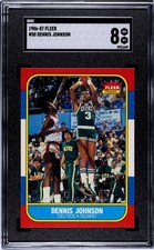 1986-87 Fleer #50 Dennis Johnson Graded Card SGC 8 NM MT Celtics