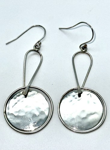 Vintage Alwand Vahan AV 925 Hammered Circle Hoop Hook Style Earrings 