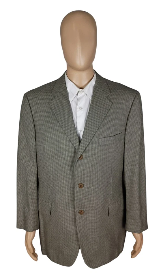 Blazer Abrigo Deportivo Vintage Zanella Tres Botones Verde Oliva Cuadros Seda Lana 44R Foto 2 de 4