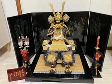 Luxury Samurai Kabuto Armor Set with Crystal Dragon Crest Yoroi Box Kacchu Japan