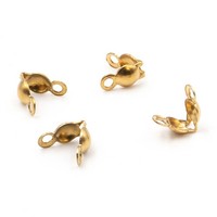 Quetschkalotten Edelstahl 304, 18K IP Vergoldet, 7,5X4Mm, 4 StüCk