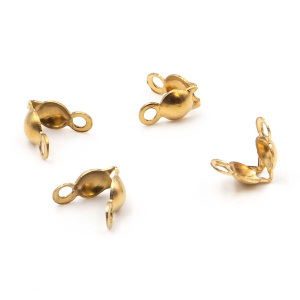 Quetschkalotten Edelstahl 304, 18K IP Vergoldet, 7,5X4Mm, 4 StüCk-image