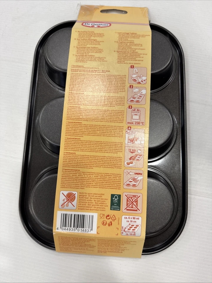 Dr. Oetker - Tradition 6er Muffin-Backform 1483 Muffin- Form Backblech 19x28x3cm - Bild 3 von 3