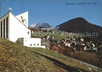 Amden Walensee SG Kirche Panorama Leistkamm