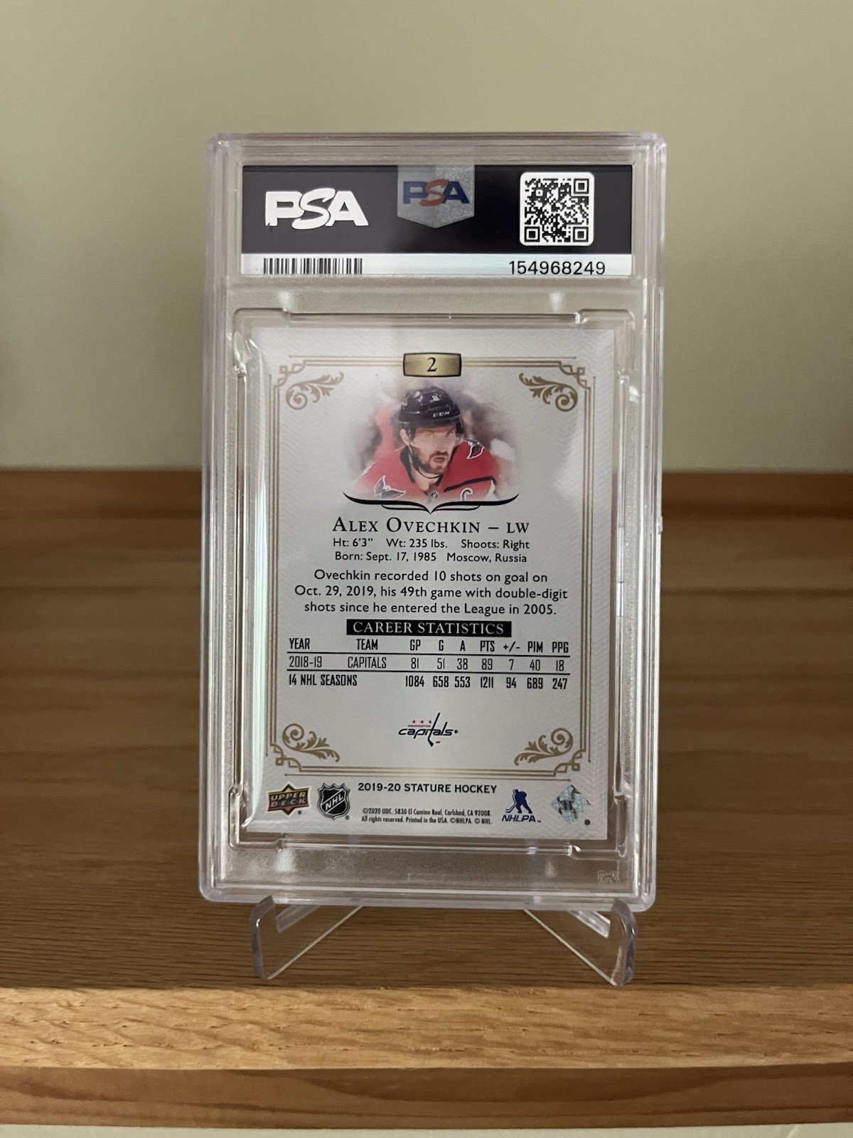 2019-20 Upper Deck Stature - Alex Ovechkin #2 Red /75 PSA 9 view 2