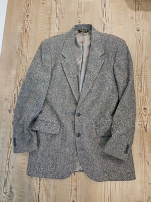 AMERICAN TREND Men's (Size 44L) Gray Wool Tweed 2 Button Sport Coat Suit Jacket