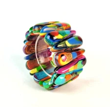 Sobral Dora Amaar Colorful Kandinsky Maria 1.75" Artist Made Bead Bracelet