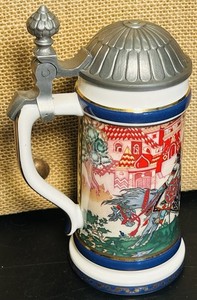Russian Fairy Tales 1k Years Old Tower Mettlach Maria Morevna 6” Mini Stein EUC!