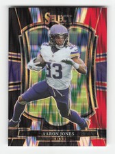 2025 Panini Select #165 Aaron Jones Black and Red Prizm Shock
