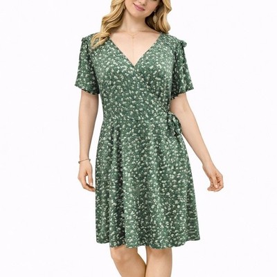Universal Thread XXL Green Floral Wrap Midi Dress Embroidered Romantic Summer
