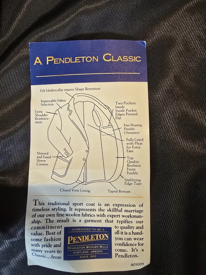 Chaqueta Blazer Traje Pendleton Lana Tweed Vintage. Gris carbón, talla 44 Foto 4 de 4