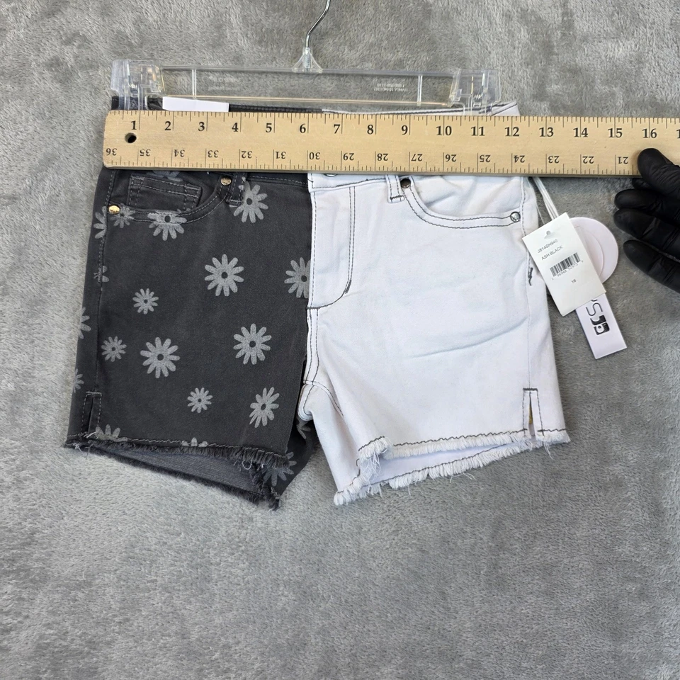 Pantalones Cortos Joe's Jeans Niñas 16 Negro Ceniza Margie Tiro Medio 2 Tonos Margarita Dobladillo Crudo Foto 4 de 4