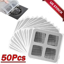 50 Pcs Disposable Shower Drain Hair Catcher Mesh Sticker Strainers For Shower