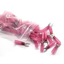 500/10pcs Heat Shrink Fork Connectors 8 Stud Crimp Fork Terminals 22-16AWG Wire