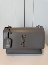 Saint Laurent YSL Sunset Medium Bag Grey With Silver Hardware
