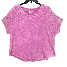 Jess & Jane Top Womens XL Magenta Mineral Washed Double Gauze Relaxed Comfy USA