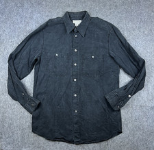 Ermenegildo Zegna Men's Button Up Shirt Black Lyocell Italy Made Distressed Sz L