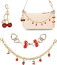 3PCS Bag Extender Chain, Strawberry Cherry Gold Decorative Bag Chain, Bag Charm