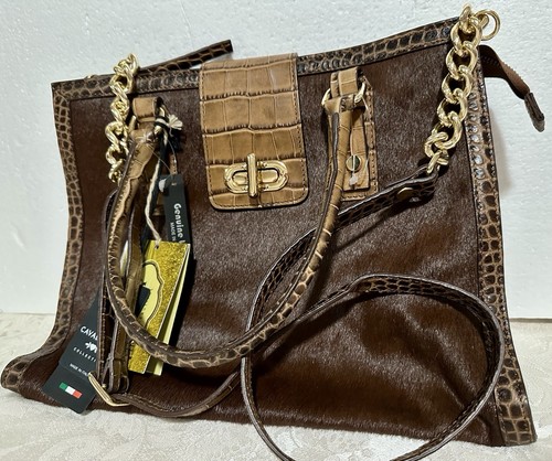 Borsa a mano/tracolla Cavalcanti in pelle italiana stile 405HCF nuova - Foto 11 di 11
