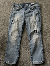 Women's Levi's Low Rise Slim Cuff Crop Destructed Stretch Blue Jeans Size 9
