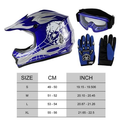 Youth ATV Helmet Goggles Gloves S M L XL Kids Motocross Dirt Bike