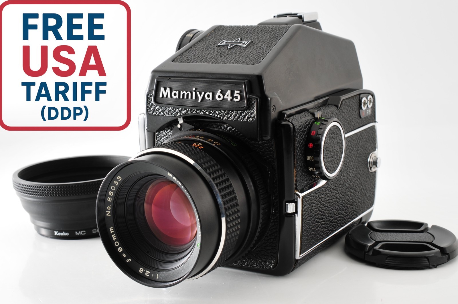 [EXC+5 /Hood] Mamiya M645 CDS Prism Finder Sekor C 80mm f/2.8 Lens JAPAN #179