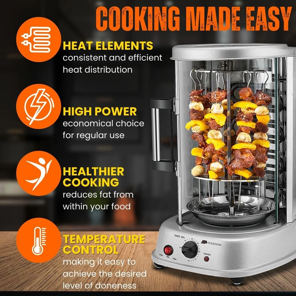 Parrilla para horno asador vertical - Máquina Shawarma de encimera Kebab eléctrico C... Foto 2 de 4