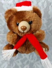 Russ Teddy Bear Santa Hat Christmas Little Mini 5" Plush Stuffed Animal Toy VTG