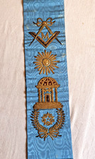 FRANC MACONNERIE ECHARPE CORDON SOIE DECOR OR XIXEME SIECLE MACON