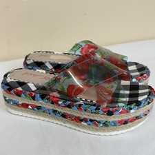 Betsey Johnson Selah Platform Sandals US 5/5.5 approx Floral Transparent Straps