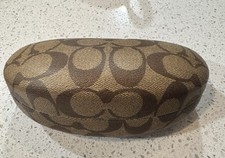 Coach Signature Logo Hard Clamshell Tan Brown Eyeglass Sunglasses Flip Top Case
