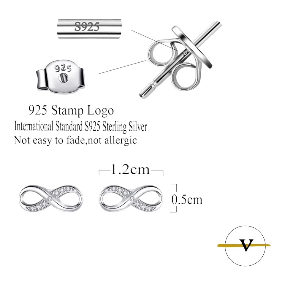 ORECCHINI DONNA ARGENTO 925 A FORMA DI INFINITO CON ZIRCONI COLORE DIAMANTE - Immagine 4 di 4