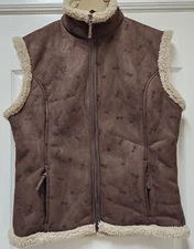 10,000 ft Above Sea Level Vest Womens XL Brown Sherpa Lined Winter Cold Weather