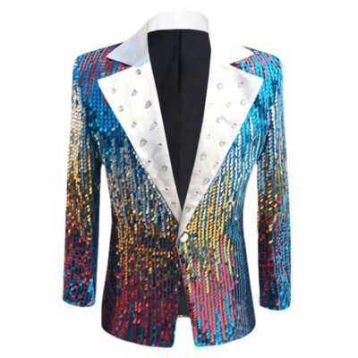 Sakko Costume à Paillettes Pour Homme Nouvel An Carnaval Fête