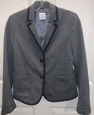 GAP Academy Blazer Jacket Lined Women's size 2 Heather Gray - Blue Trim VGC
