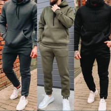 Men Jogger Hooded Jogging Tracksuit Fleece Sport Activewear
