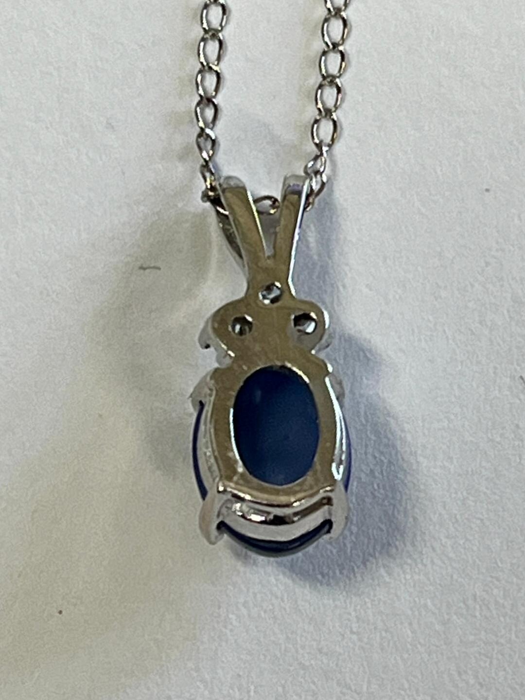 Estate Jewelry Blue Sapphire Teardrop Pendant & Neckl… Gem