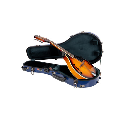 Crossrock Fiberglass A-Style Mandolin Case Backpack Straps, TSA Lock-Navy Blue