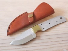 7.5” Blank Knife Full Tang Brass Guard Leather Sheath Carbon Steel Hand Forged