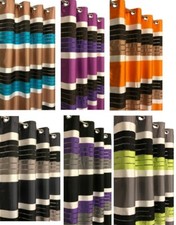  READY-MADE CURTAIN SINGLE-PANEL STRIPED EYELET RING TOP