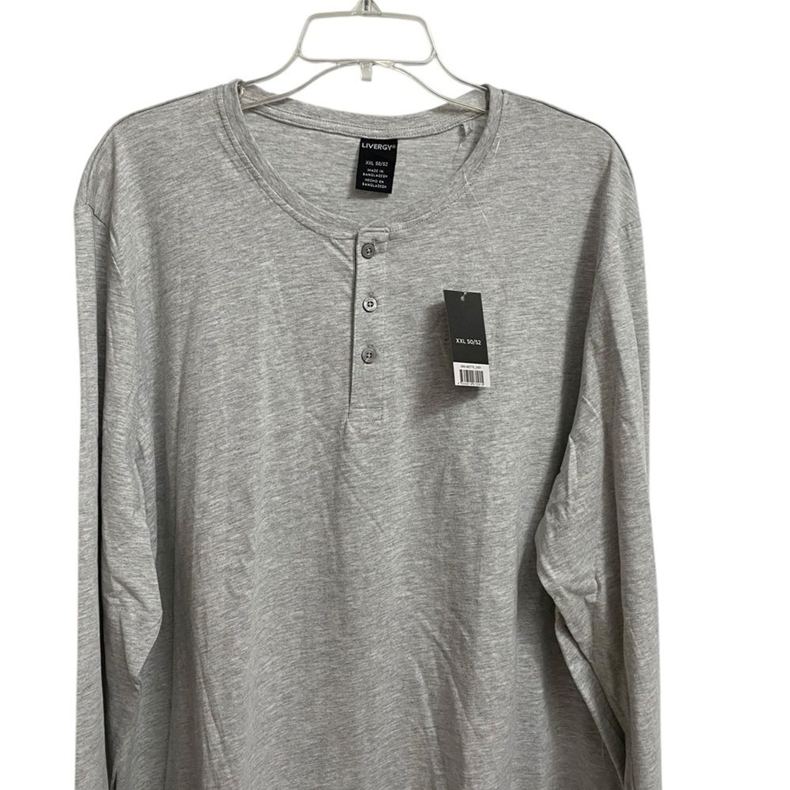 NEW Livergy Long Sleeve Henley Shirt Grey Men's XXL Pullover Casual Soft Layers image 2