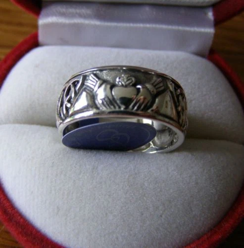 IRISH CLADDAGH WEDDING RING ~  sterling silver CELTIC - Peter Stone. UK SELLER