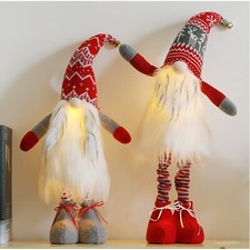 2pc Large Lighted Standing Christmas Gnome Decorations 21inch with Spring Leg...