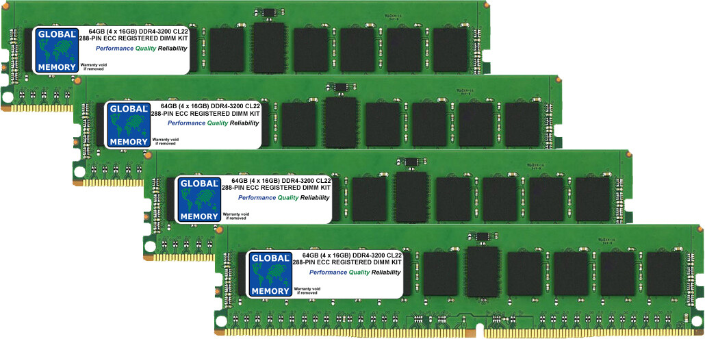 64GB (4x16GB) DDR4 3200MHz PC4-25600 288-PIN ECC REGISTERED RDIMM